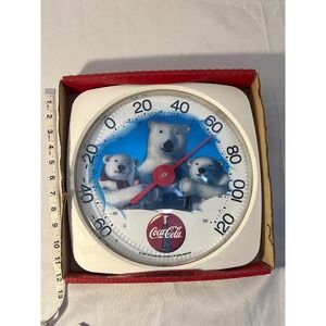 Coca Cola Polar Bear Thermometer 12 Inch Patio Outdoor‎ Indoor Weatherproof